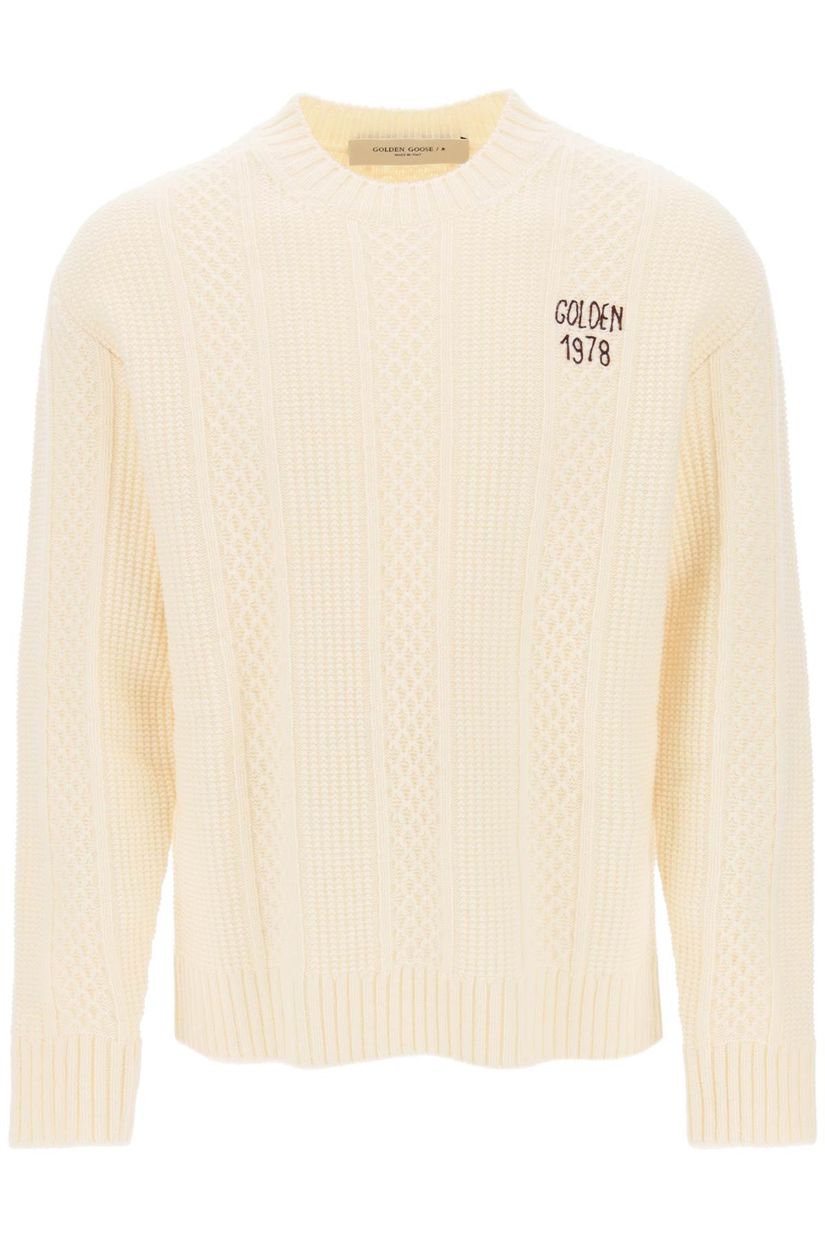 Golden goose sweater with hand-embroidered logo