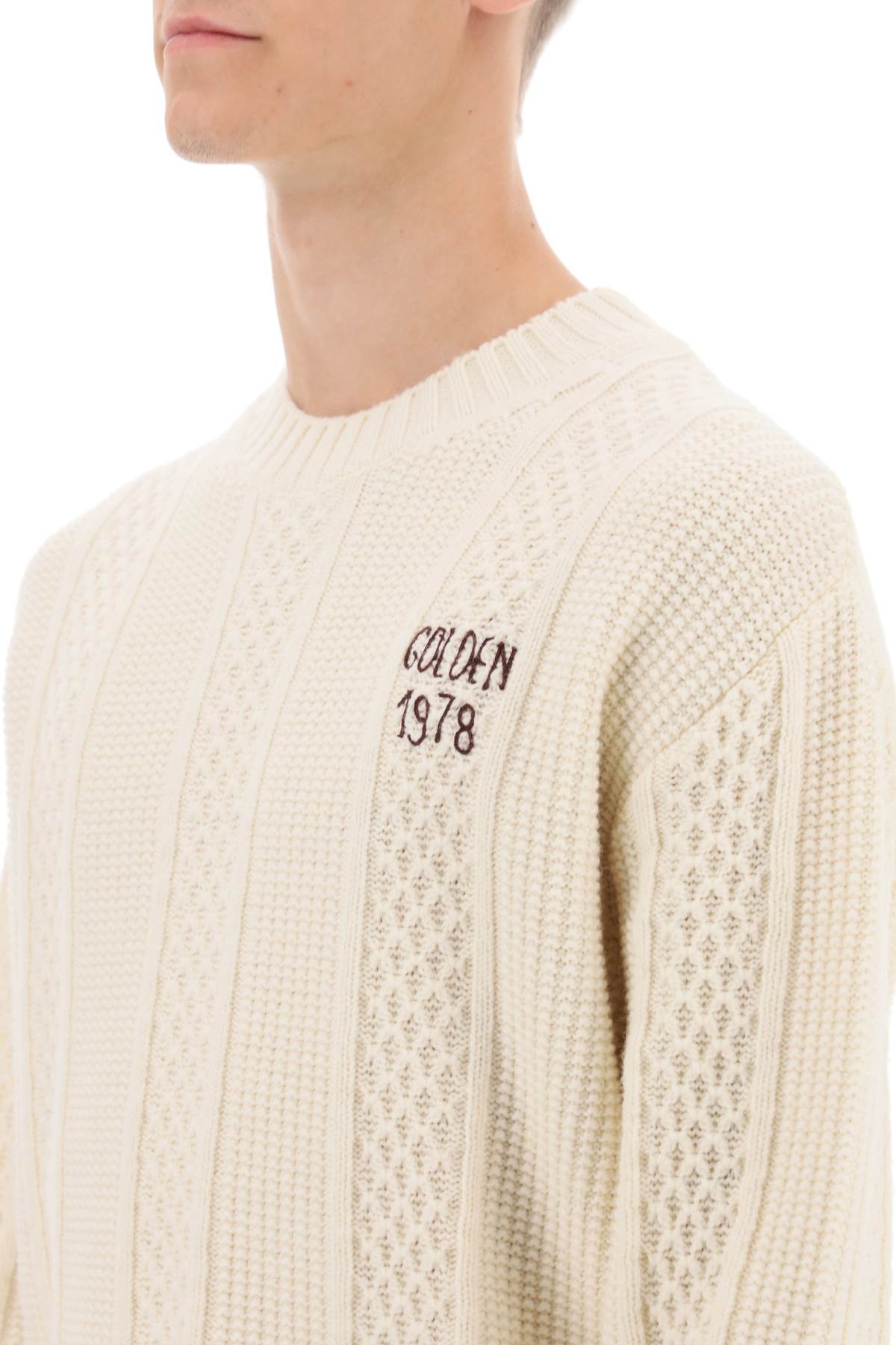 Golden goose sweater with hand-embroidered logo