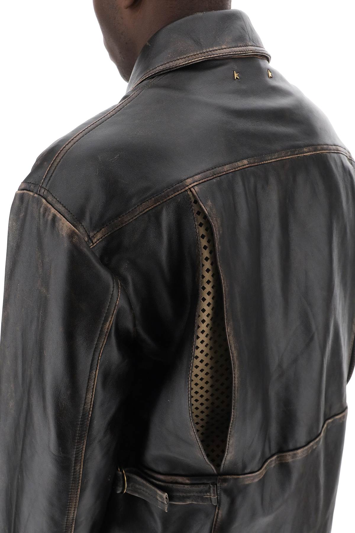 Golden goose leone aviator jacket in lived-in-effect leather