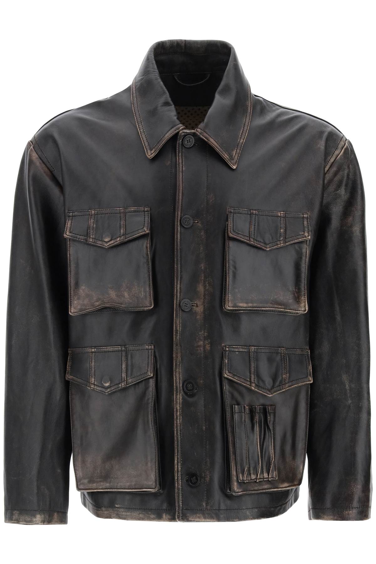Golden goose leone aviator jacket in lived-in-effect leather