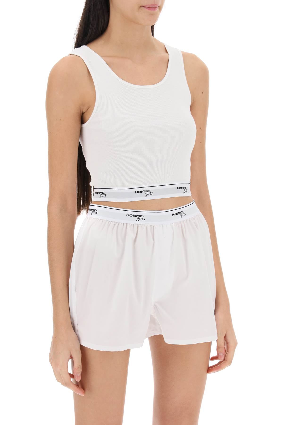 Homme girls cotton crop top with logo band