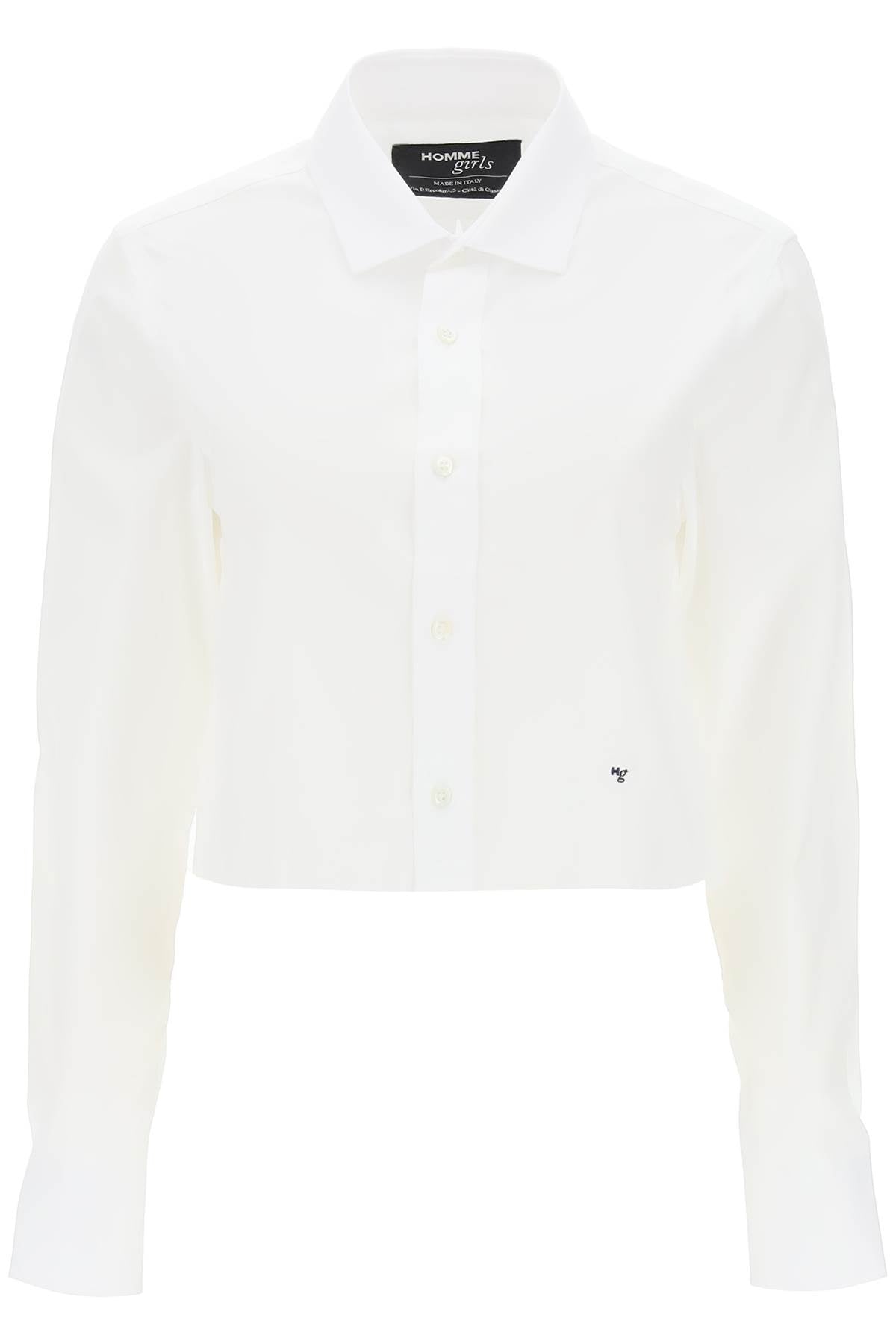 Homme girls cotton twill cropped shirt