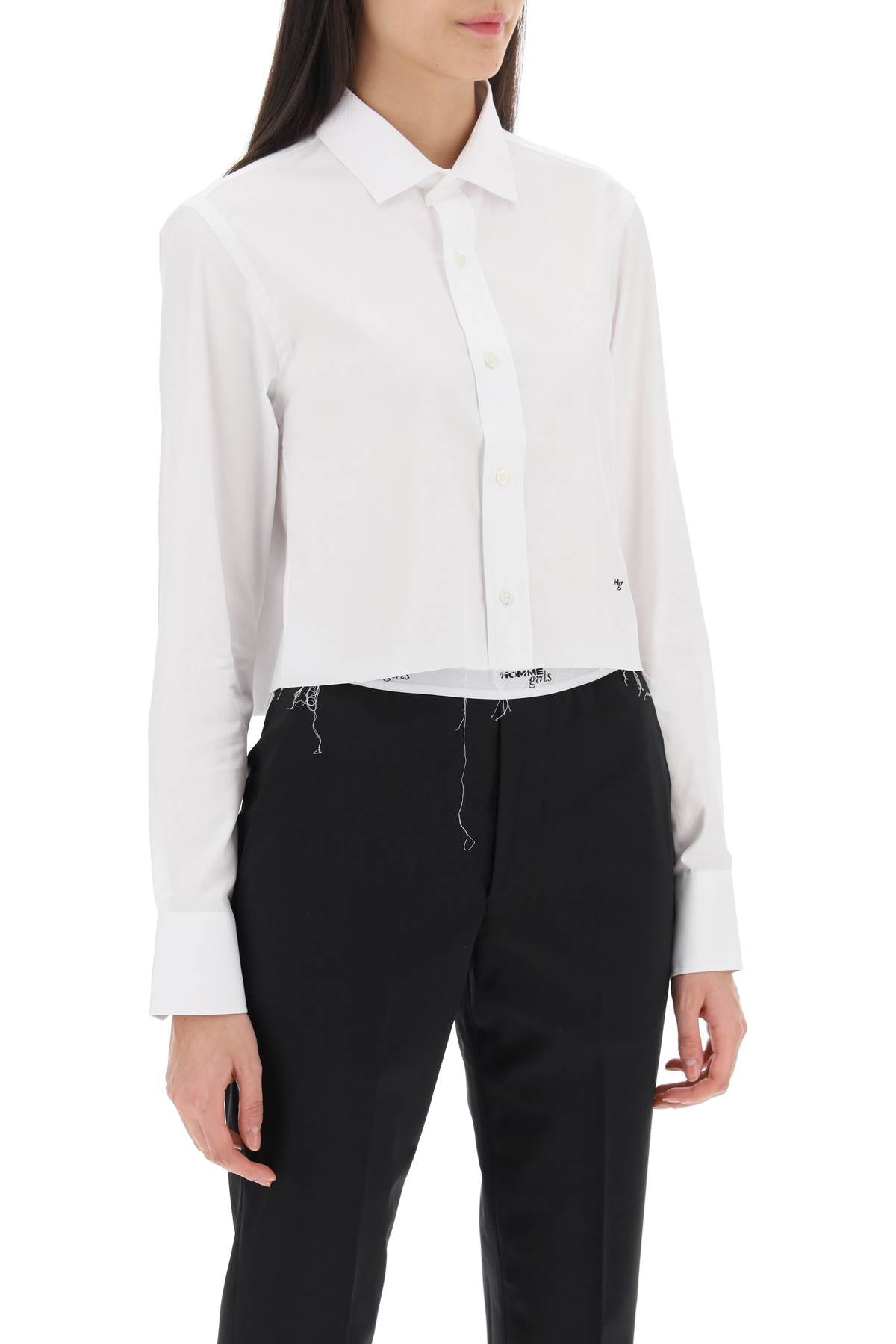 Homme girls cotton twill cropped shirt