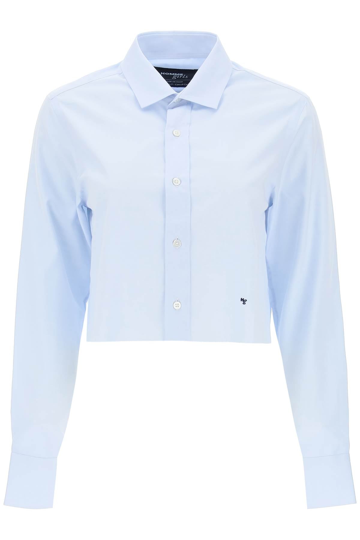 Homme girls cotton twill cropped shirt