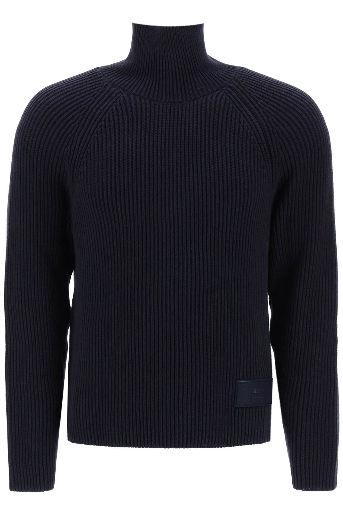 Ami paris english rib funnel-neck sweater