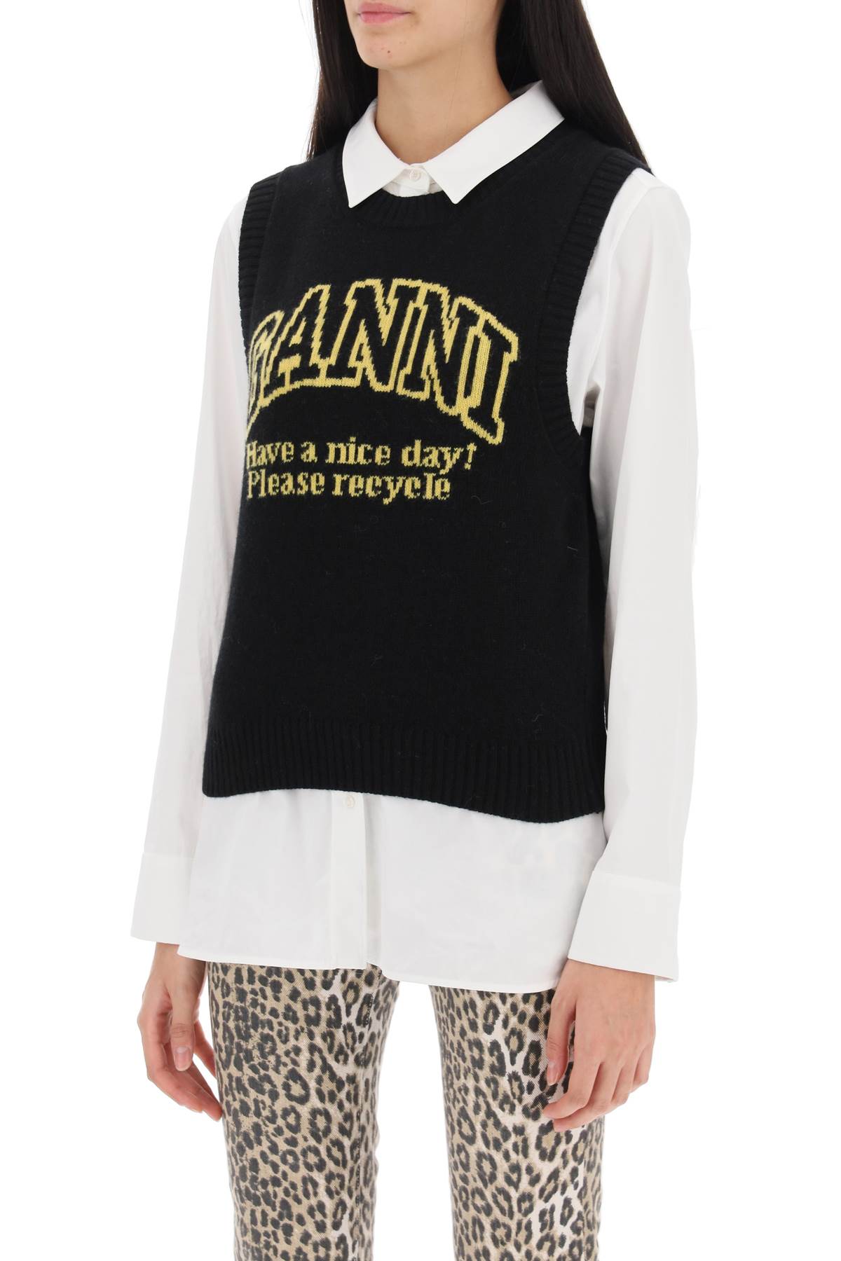 Ganni jacquard logo vest