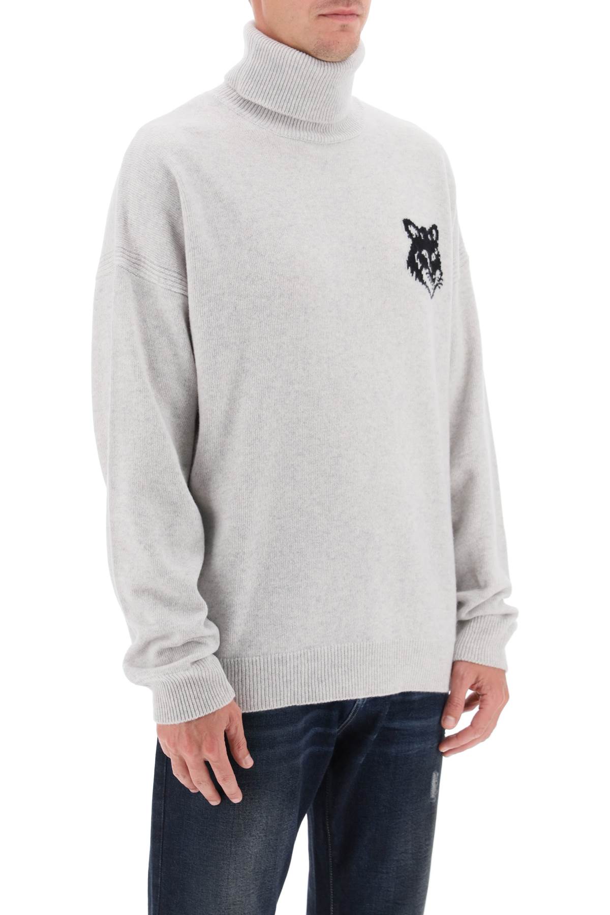 Maison kitsune fox head inlay turtleneck sweater