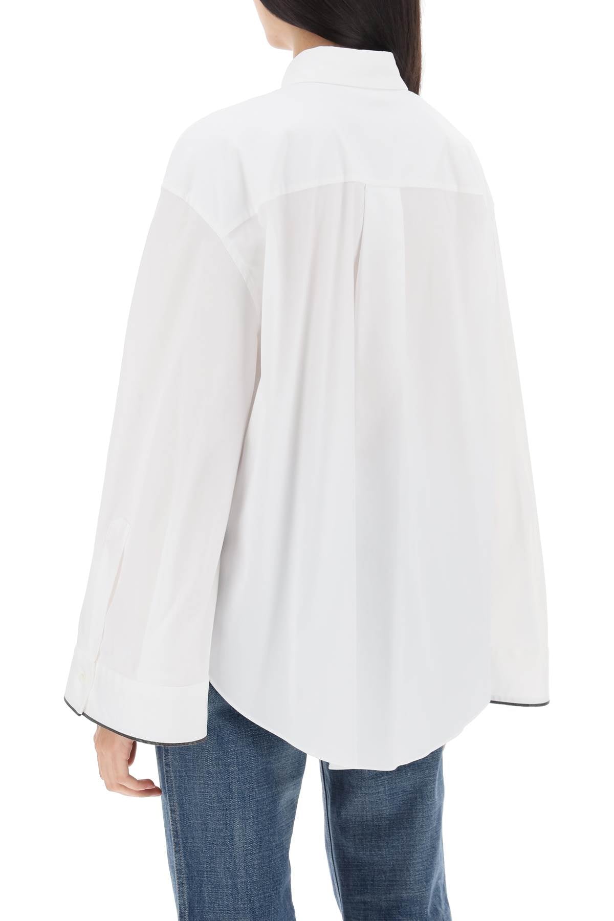 Brunello cucinelli wide sleeve shirt with shiny cuff details