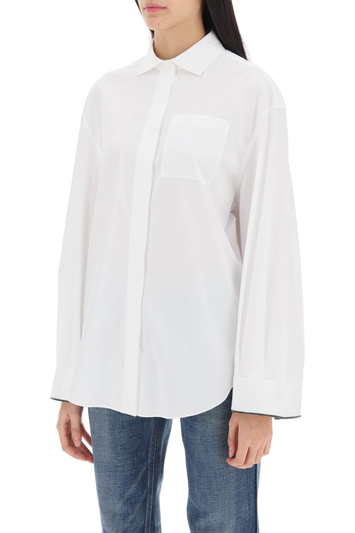 Brunello cucinelli wide sleeve shirt with shiny cuff details