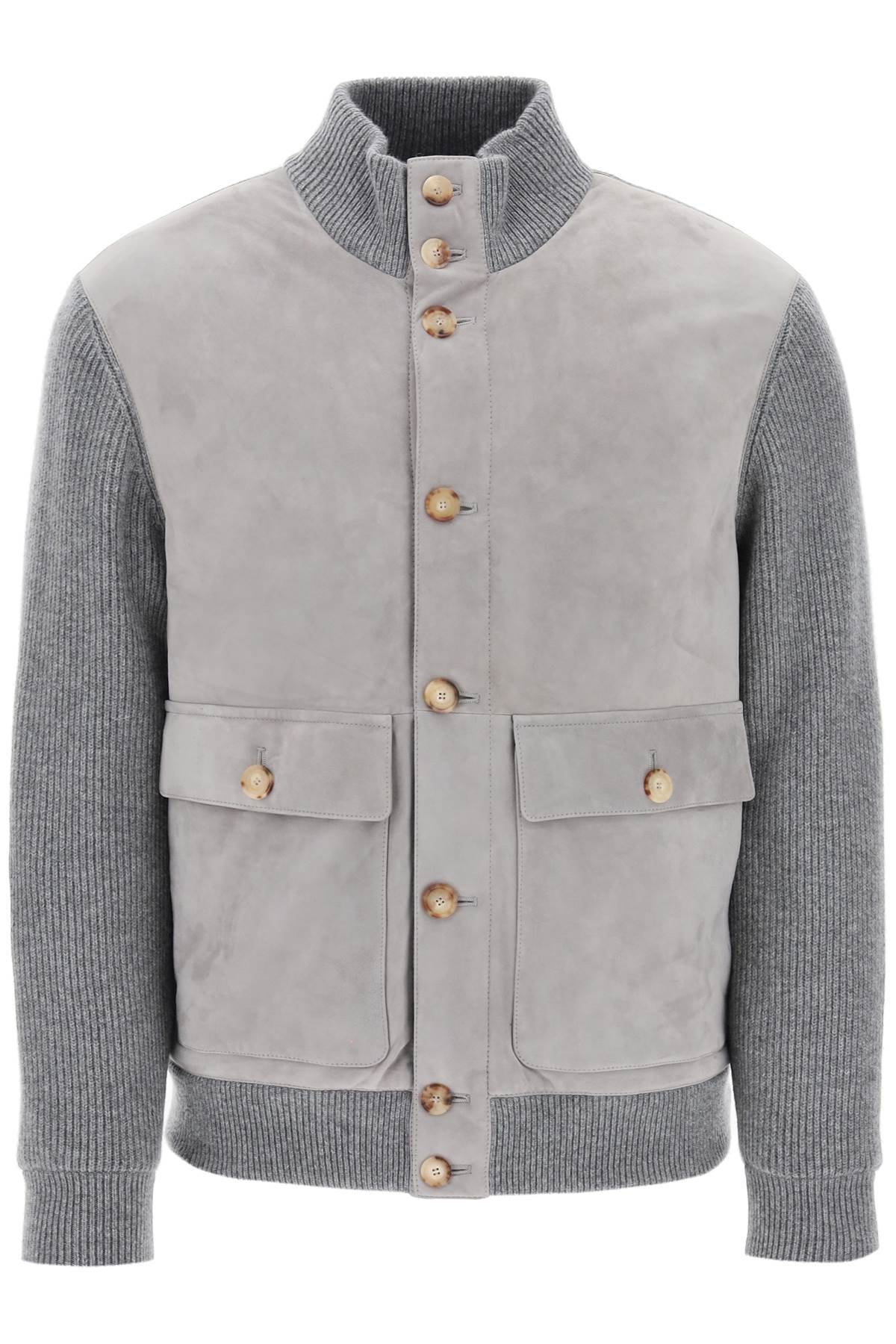 Brunello cucinelli hybrid jacket in leather and cashmere