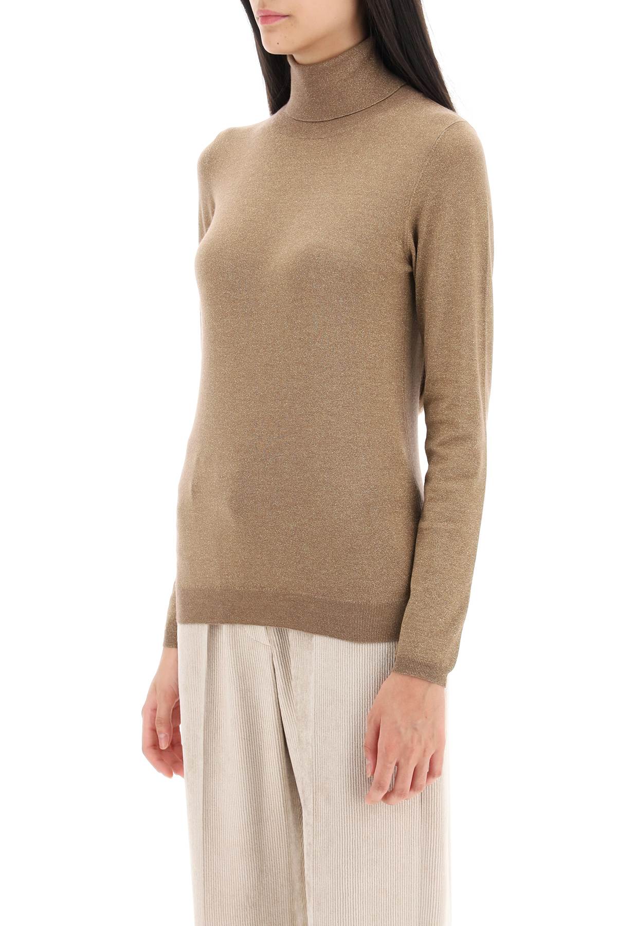 Brunello cucinelli turtleneck sweater in cashmere and silk lurex knit