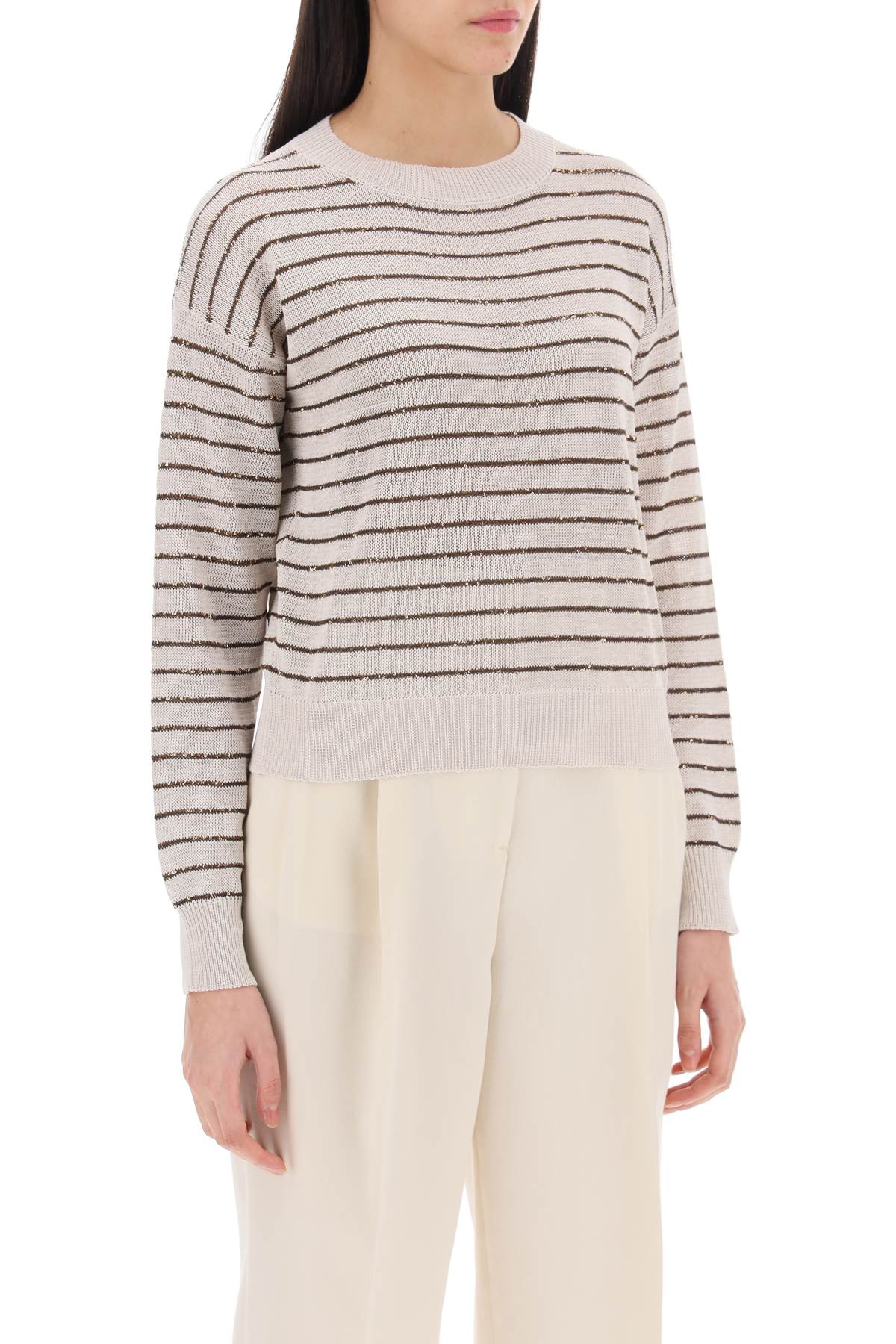 Brunello cucinelli dazzling stripes cotton sweater