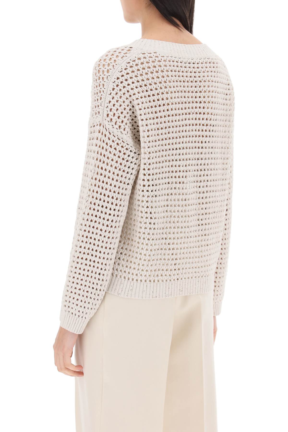 Brunello cucinelli dazzling net cotton sweater