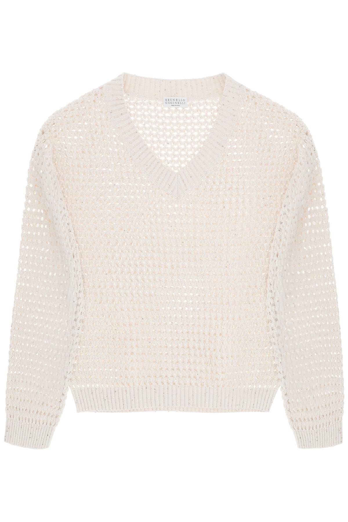 Brunello cucinelli dazzling net cotton sweater