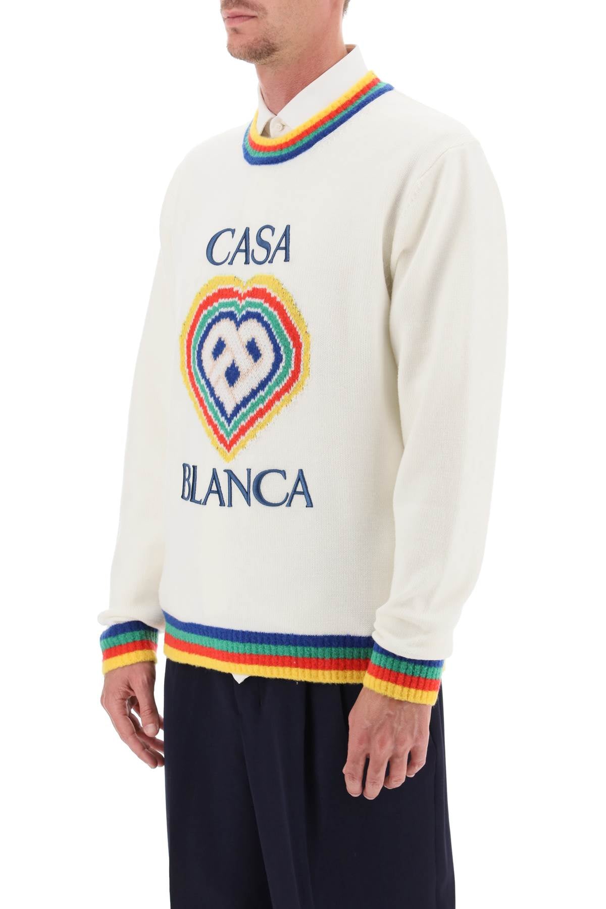 Casablanca rainbow heart virgin wool sweater