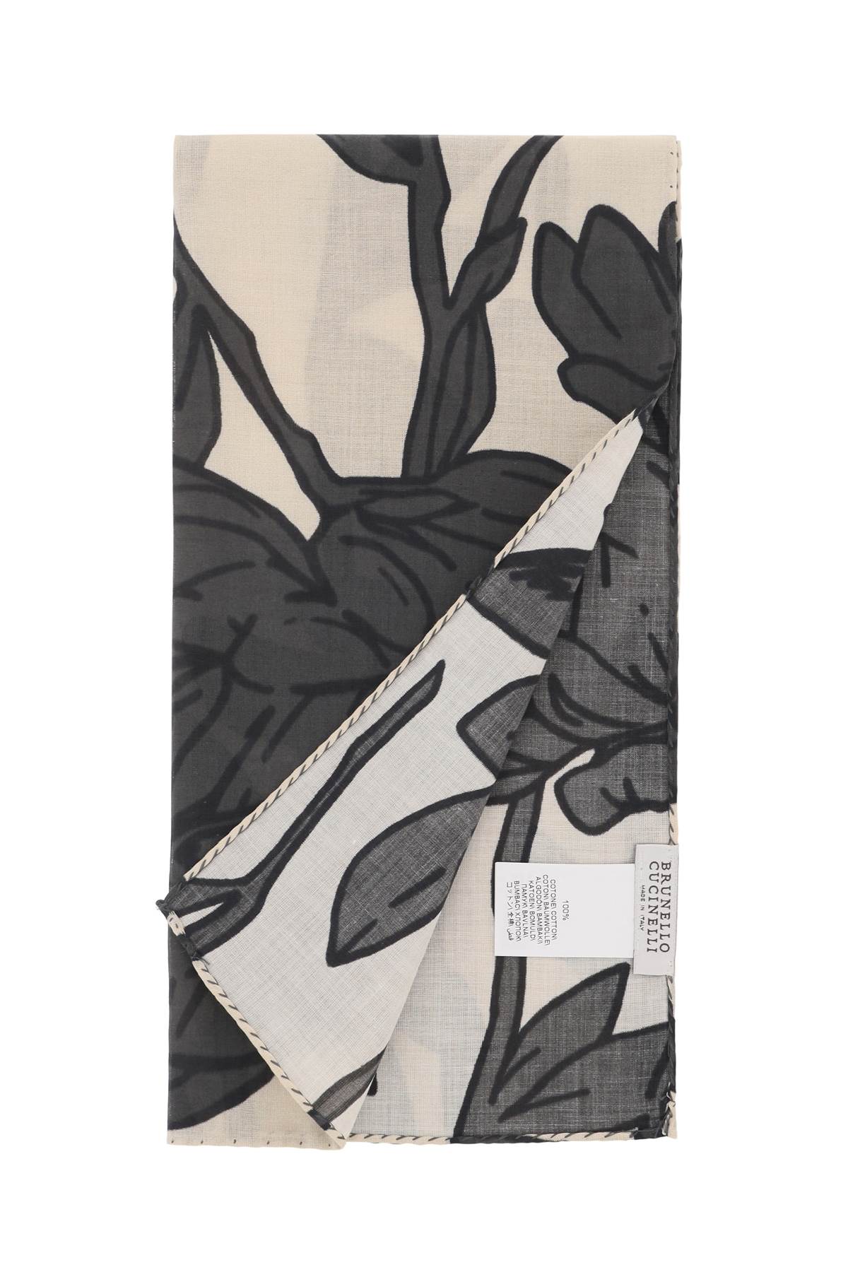 Brunello cucinelli flower print scarf