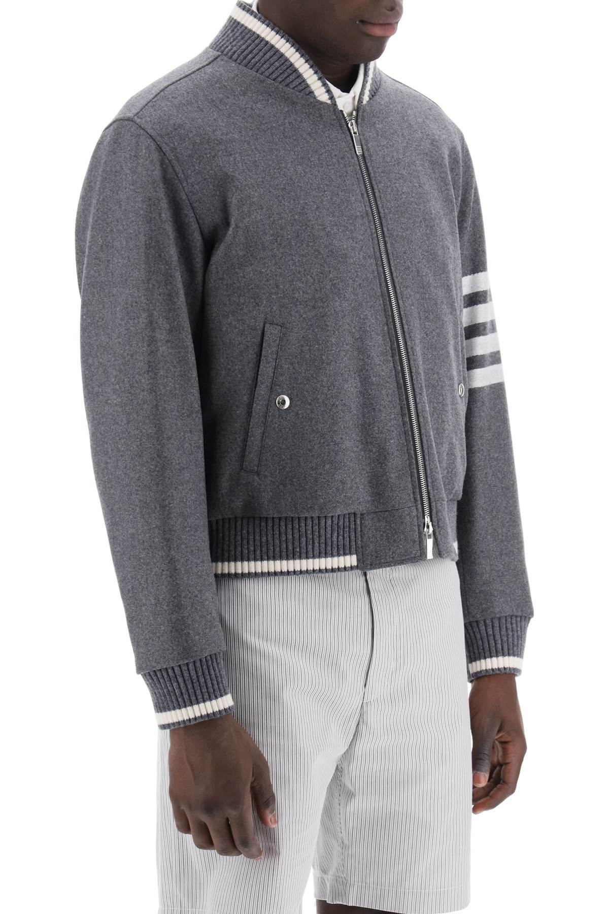 Thom browne "4-bar varsity jacket in wool mel