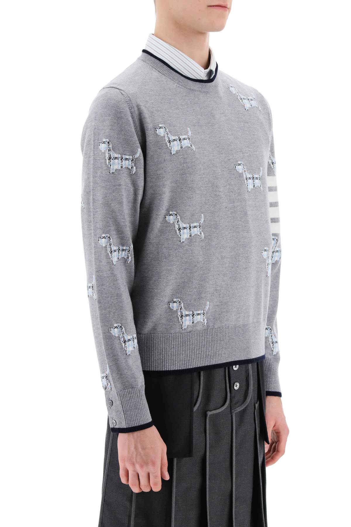 Thom browne 4-bar sweater with hector pattern