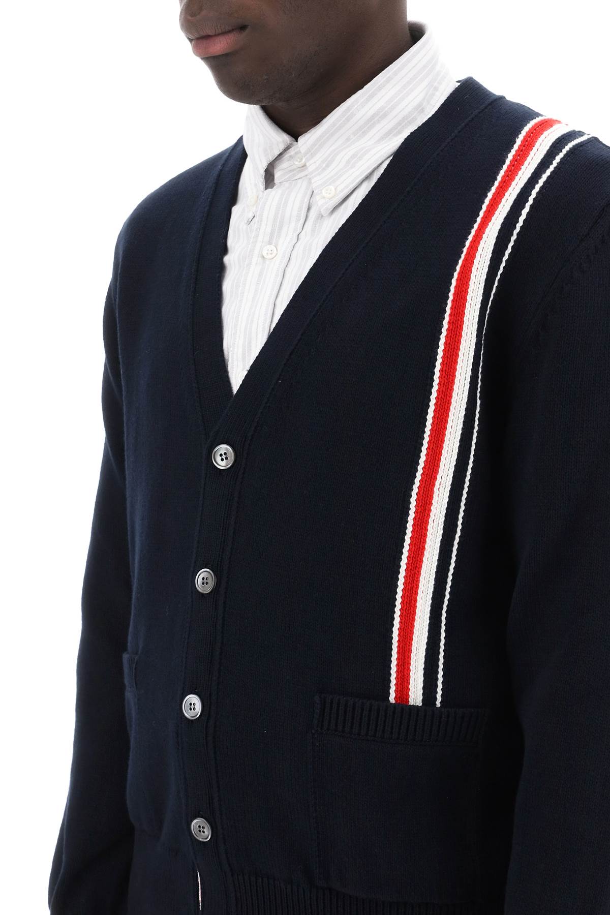 Thom browne cotton cardigan with red*** white