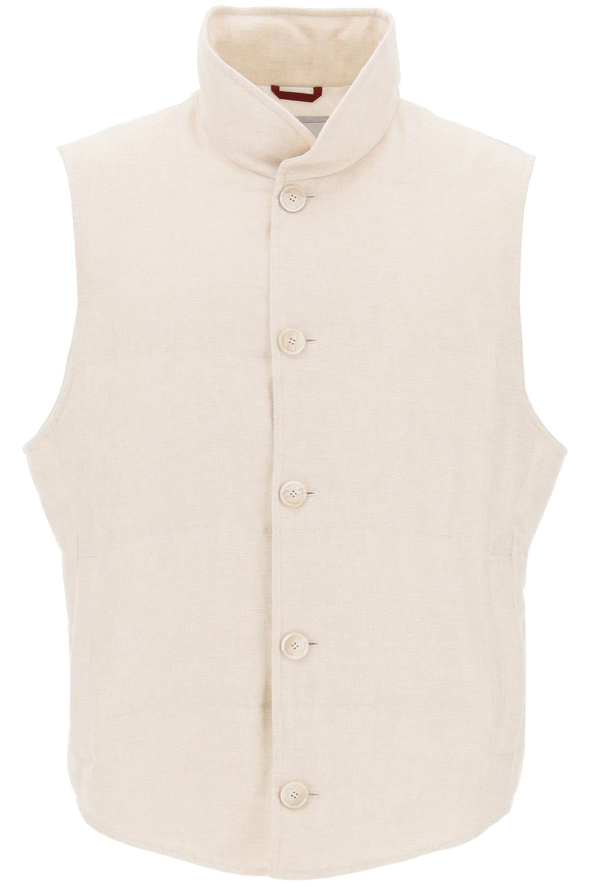 Brunello cucinelli sleeveless down jacket in linen***