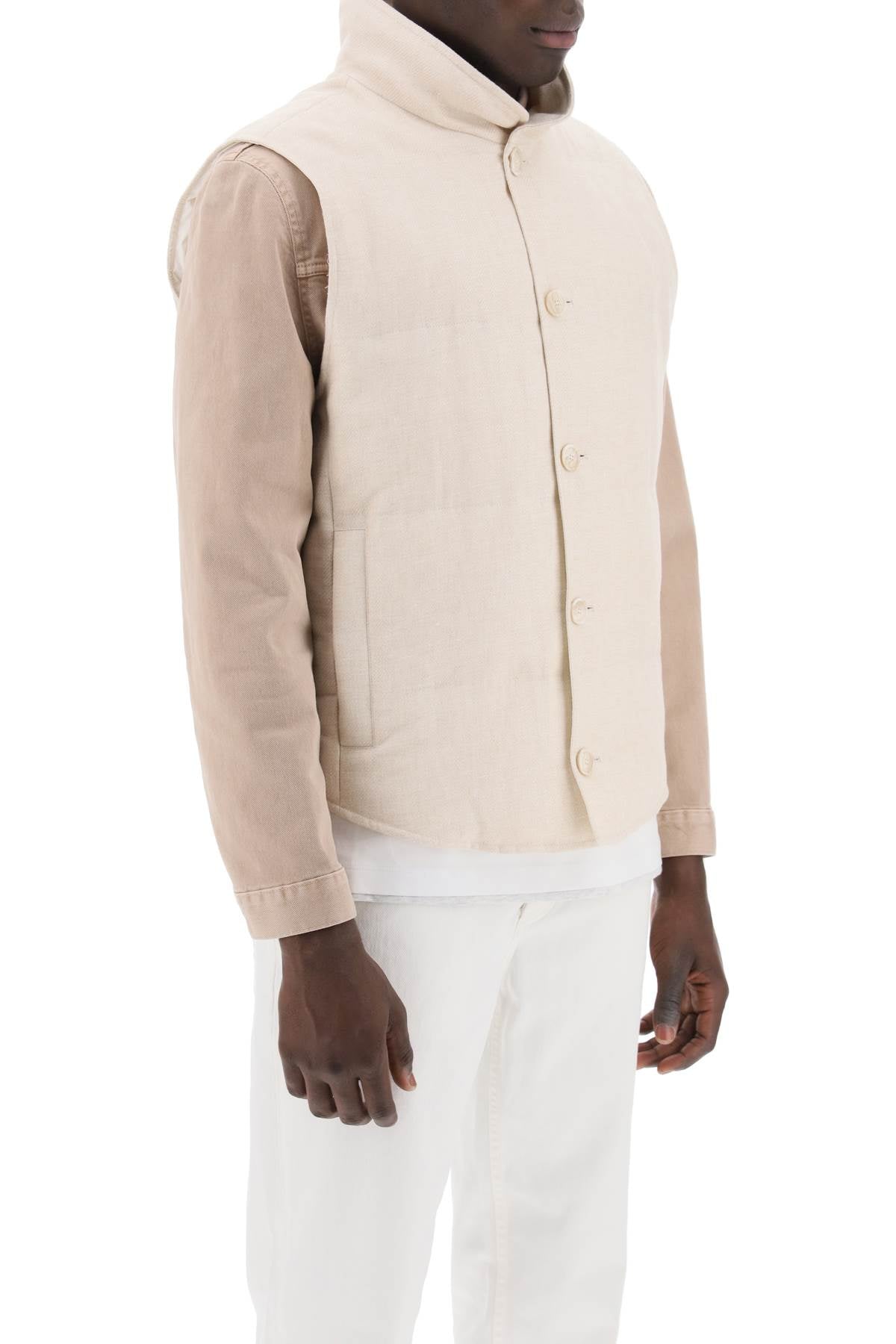 Brunello cucinelli sleeveless down jacket in linen***