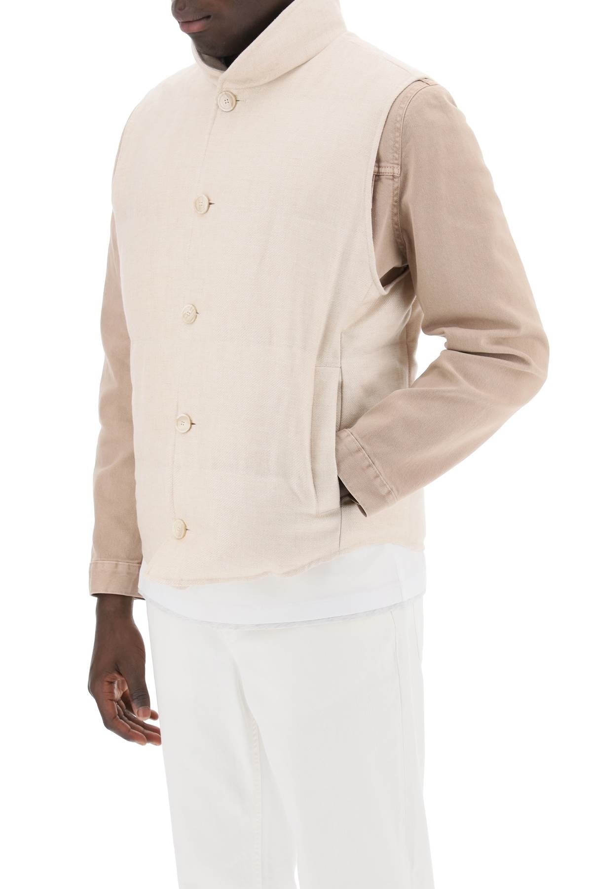 Brunello cucinelli sleeveless down jacket in linen***