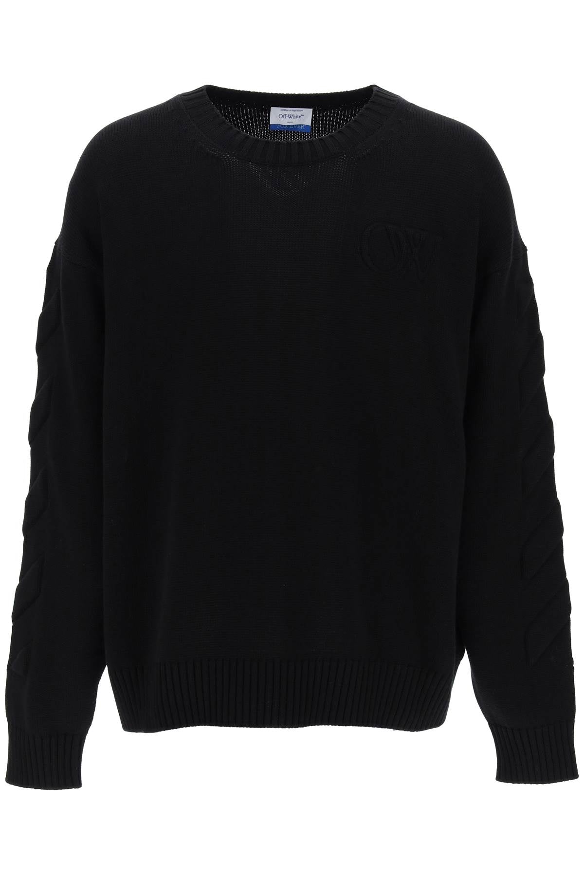 Off-white sweater with embossed diagonal motif