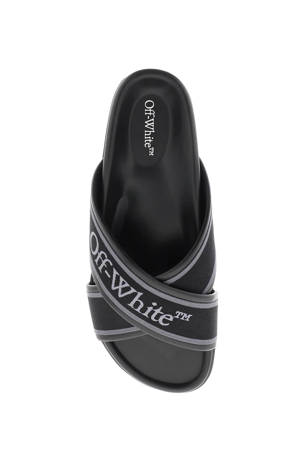 Off-white embroidered logo slides with