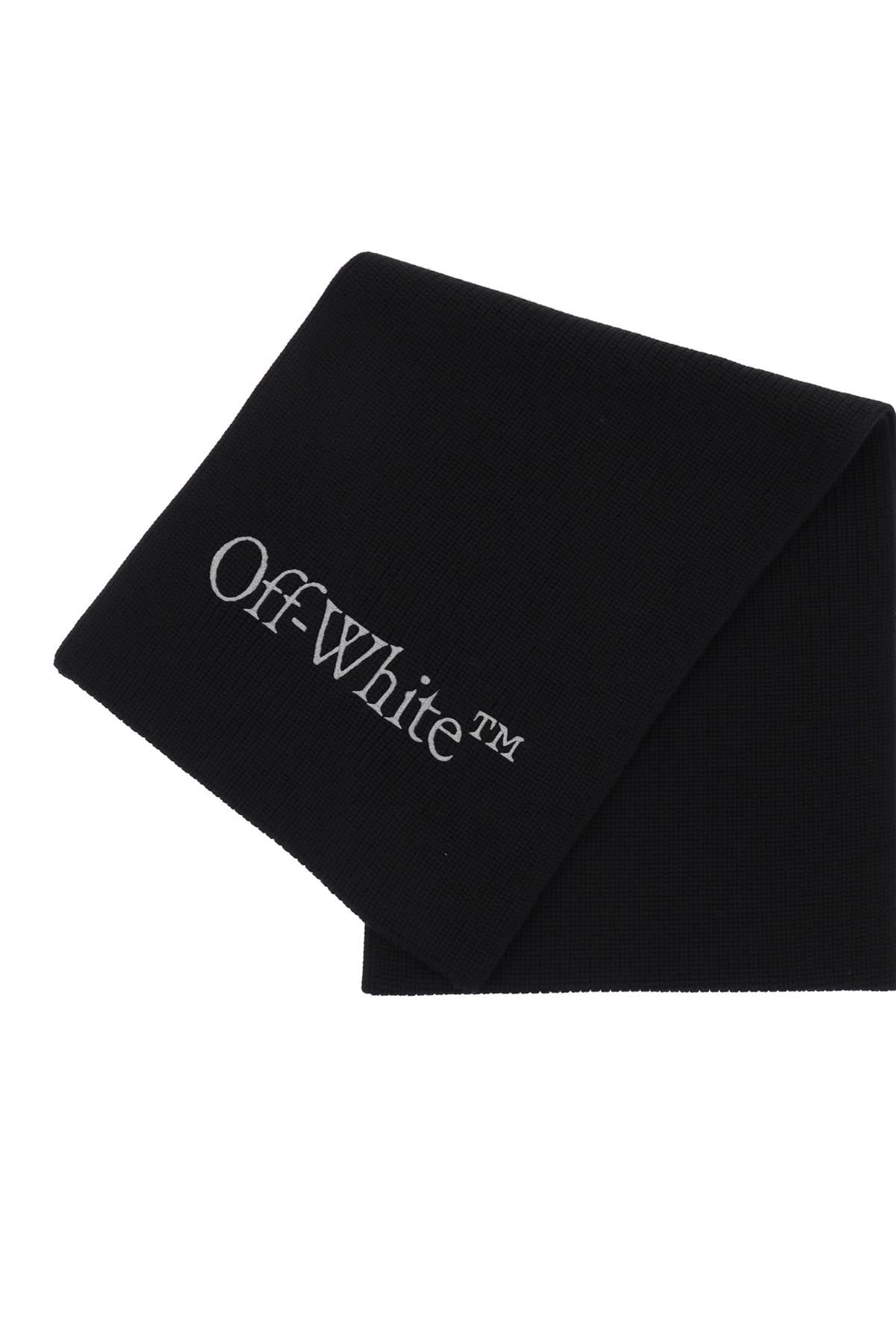 Off-white wool scarf with logo embroidery
