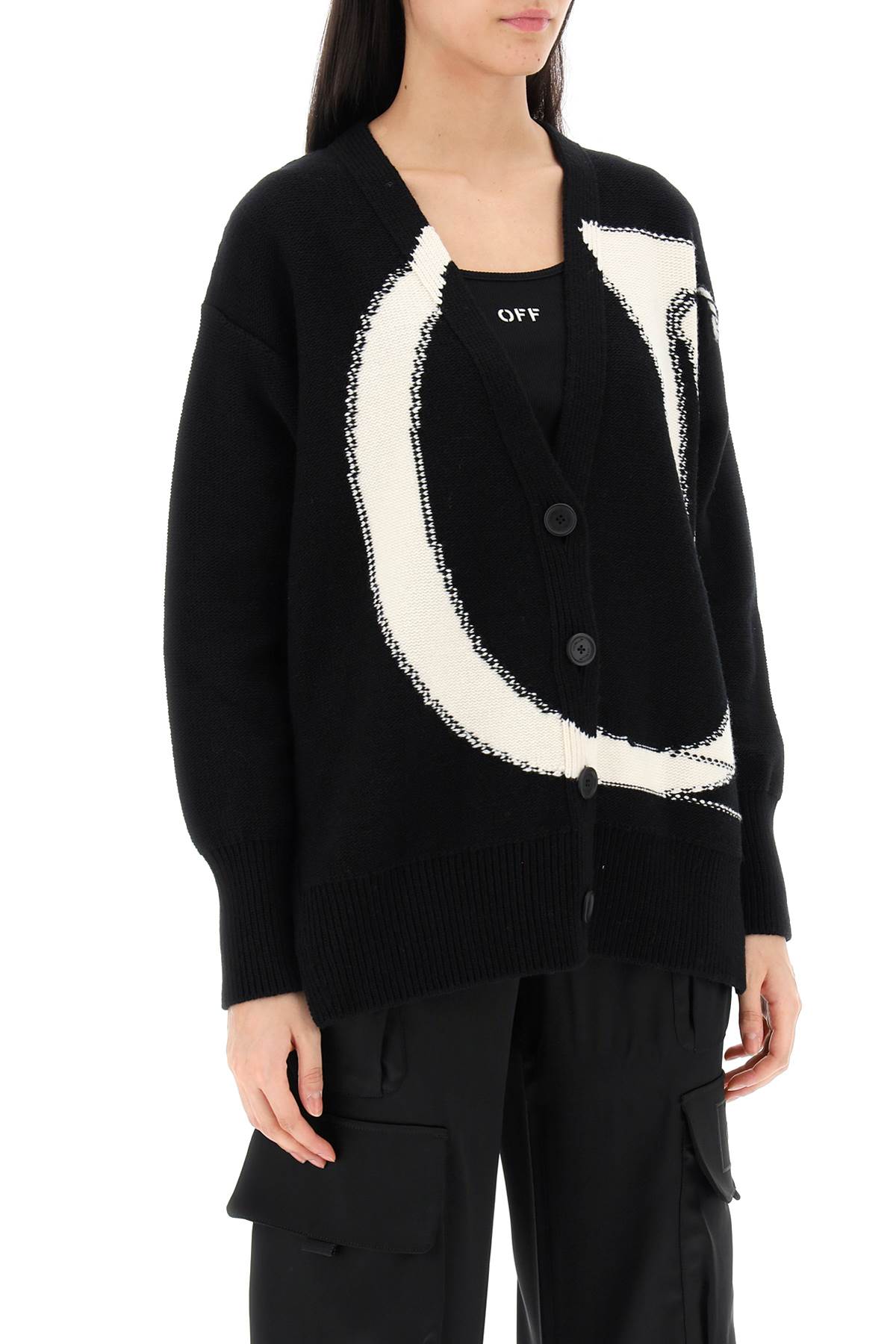 Off-white cardigan with maxi ow logo