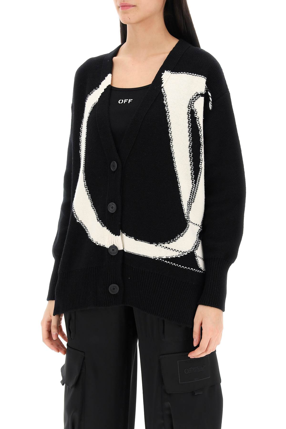 Off-white cardigan with maxi ow logo