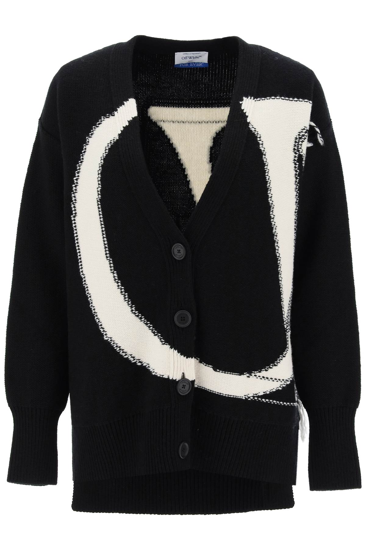 Off-white cardigan with maxi ow logo