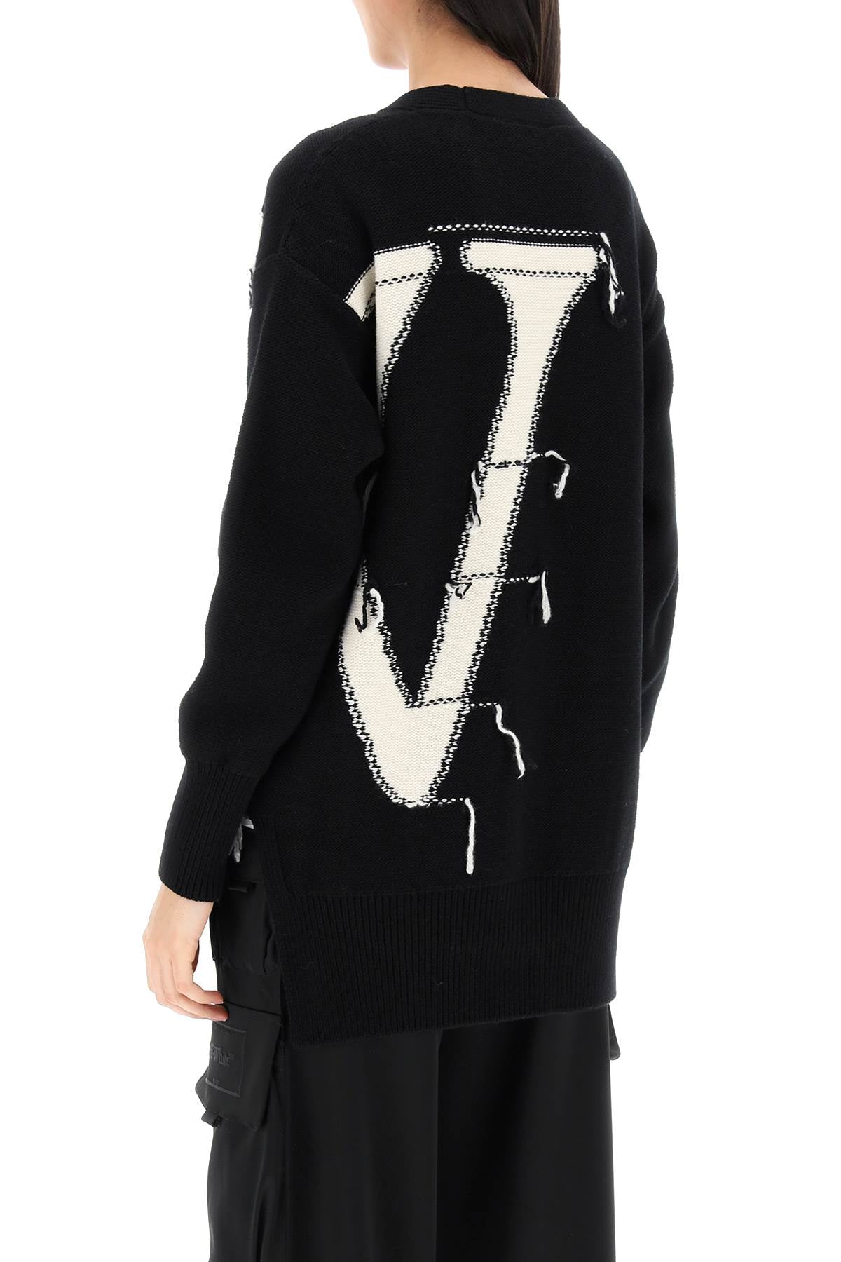 Off-white cardigan with maxi ow logo