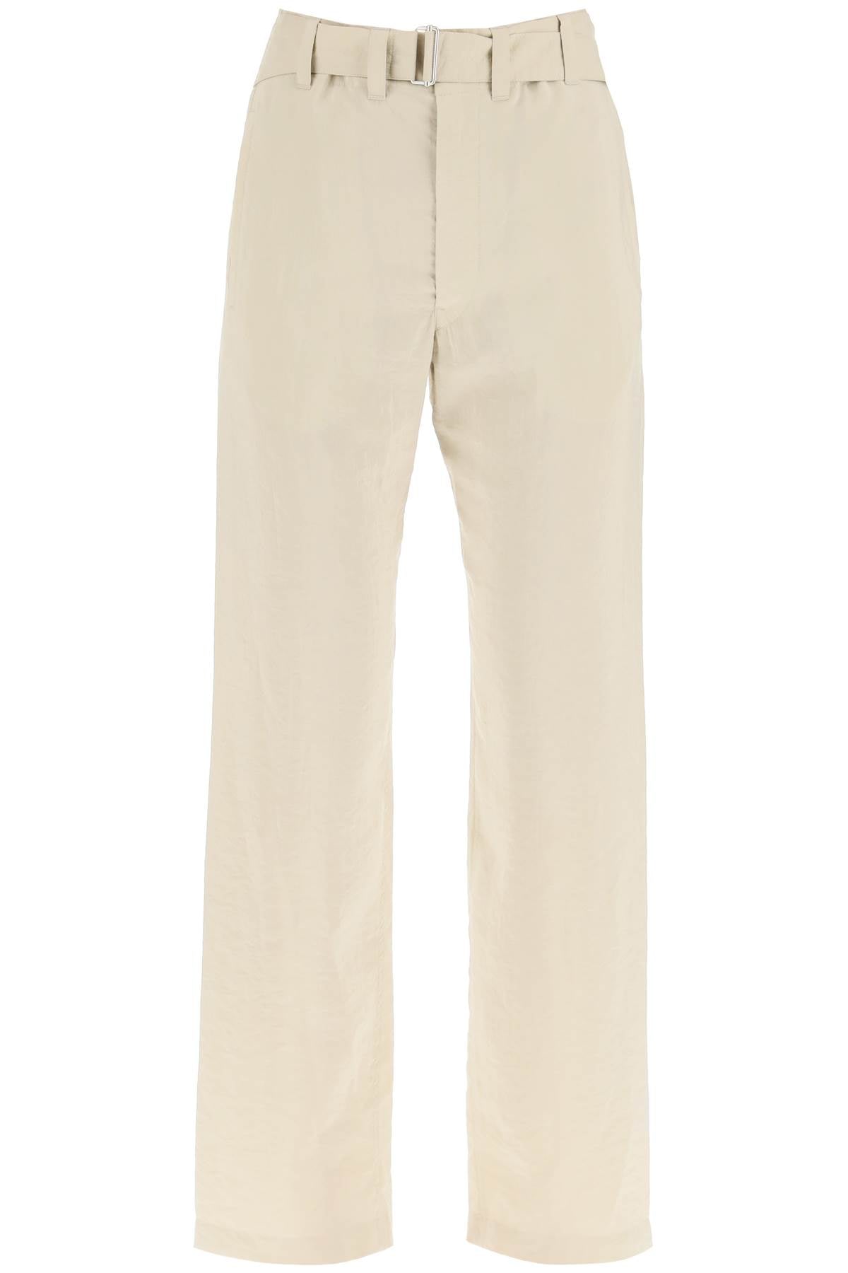 Lemaire belted pants in dry silk