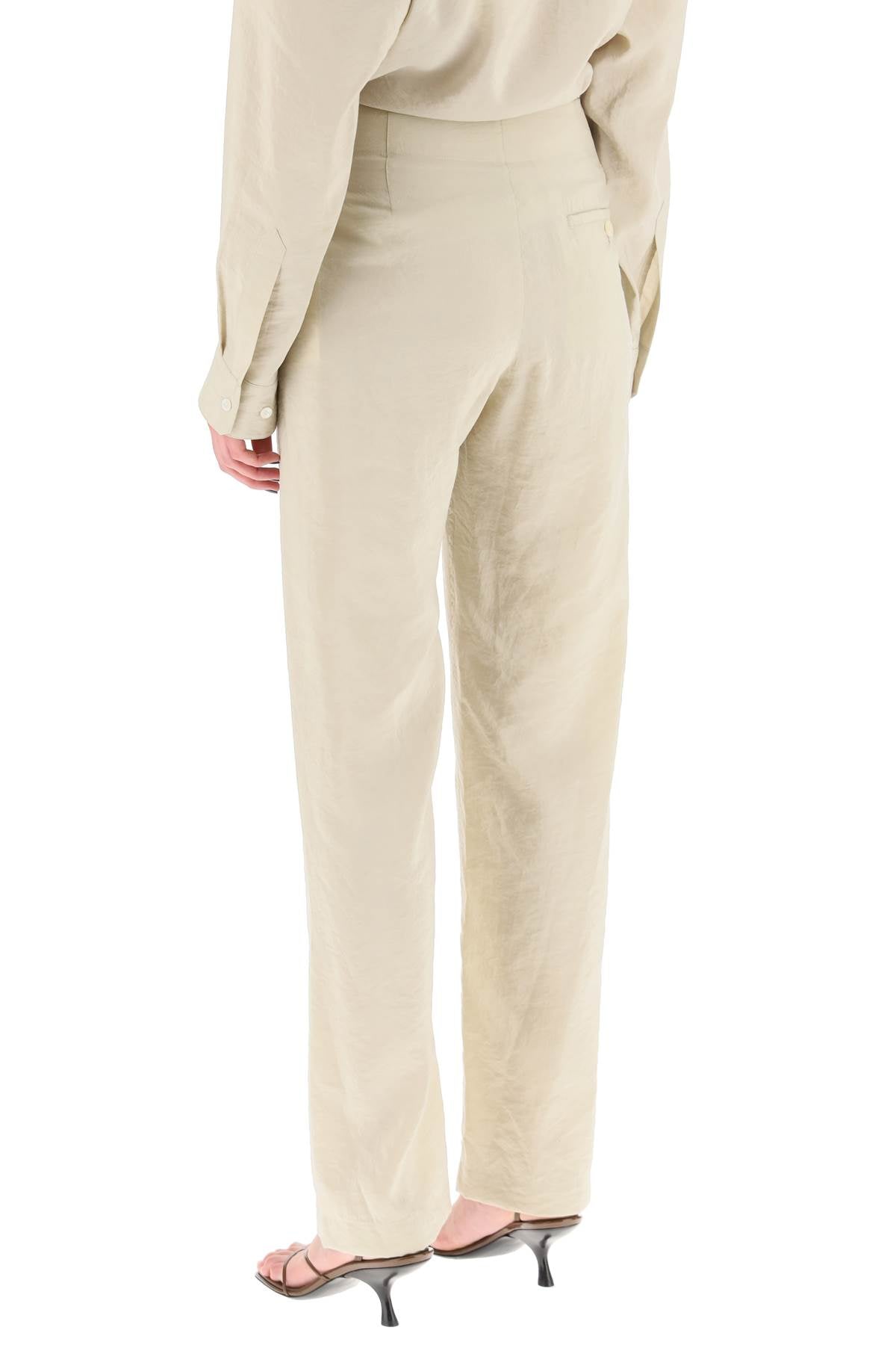 Lemaire belted pants in dry silk