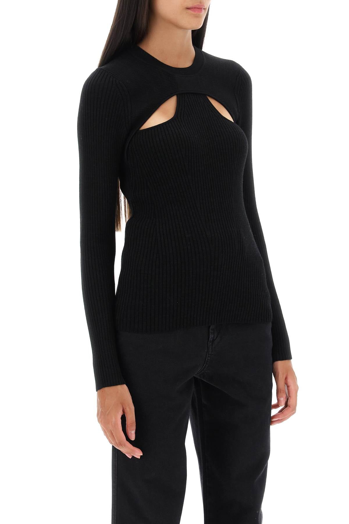 Isabel marant 'zana' cut-out sweater in ribbed knit