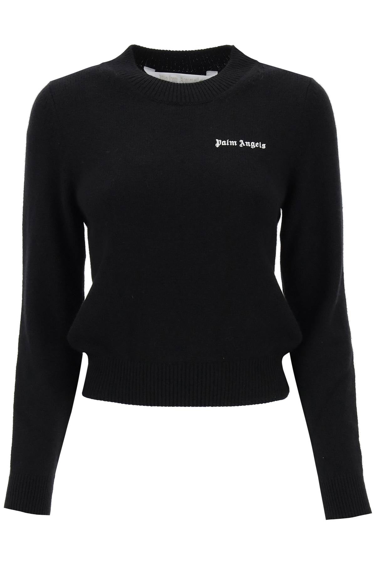 Palm angels cropped sweater with logo embroidery