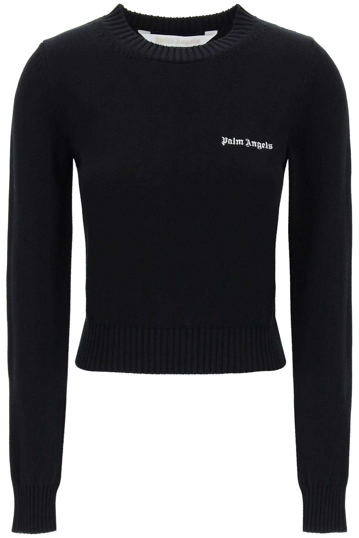 Palm angels pullover cropped con ricamo logo