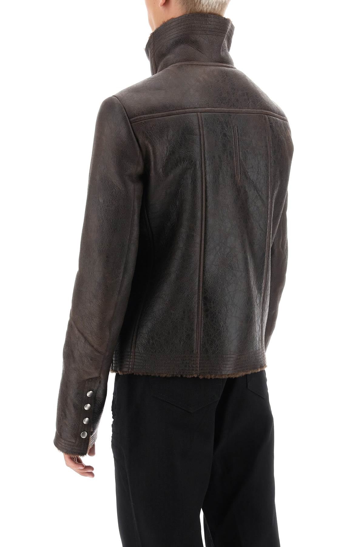 Rick owens 'bauhaus' shearling biker jacket