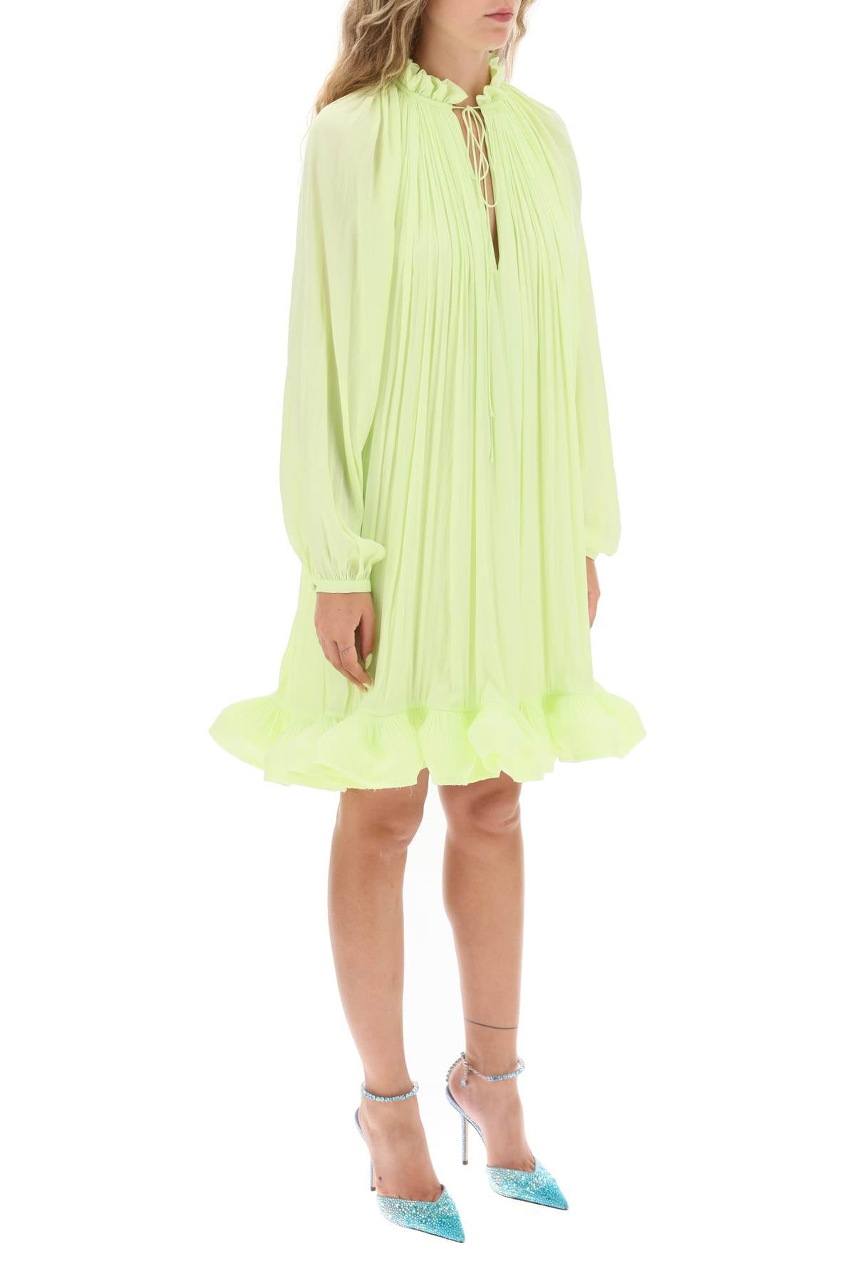 Lanvin short ruffled dress in charmeuse