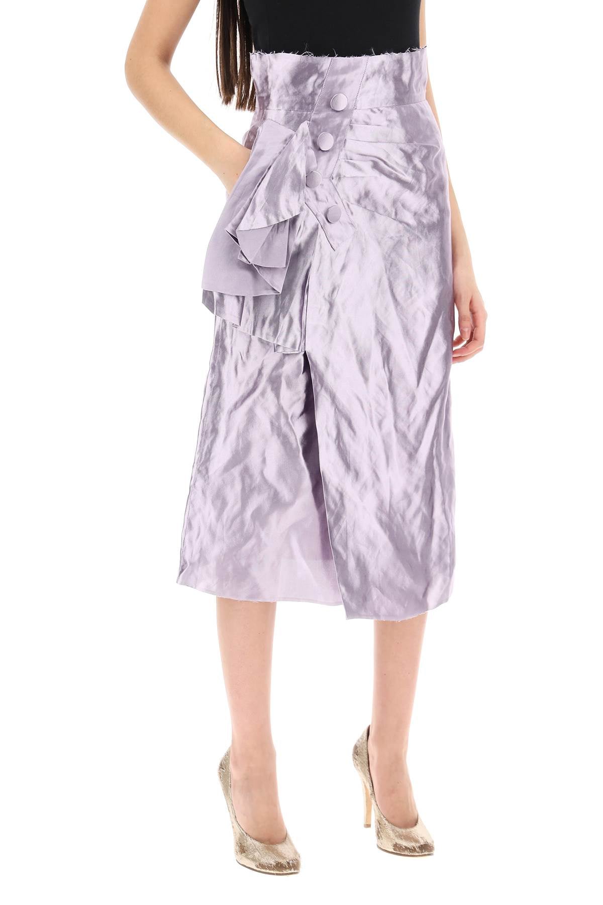 Maison margiela "metallic satin midi wrap skirt with