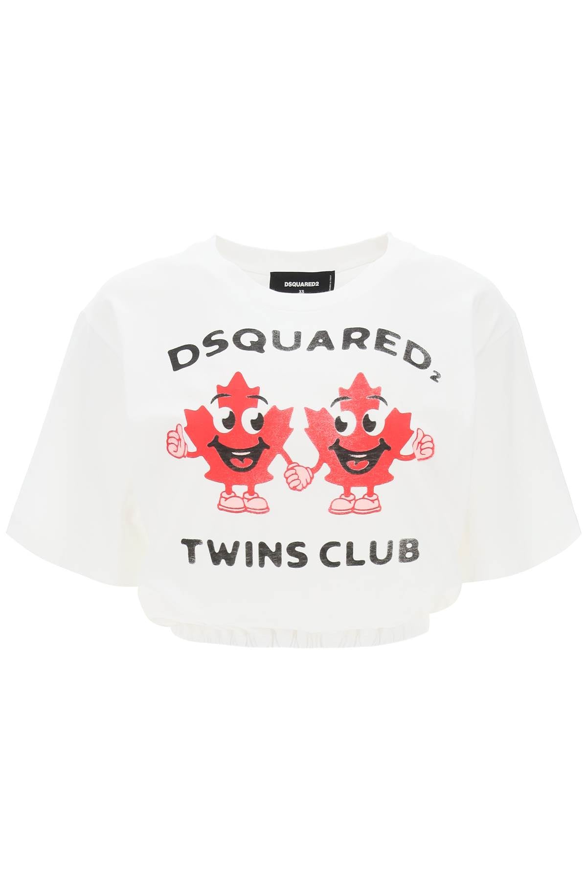 Dsquared2 cropped t-shirt with twins club print