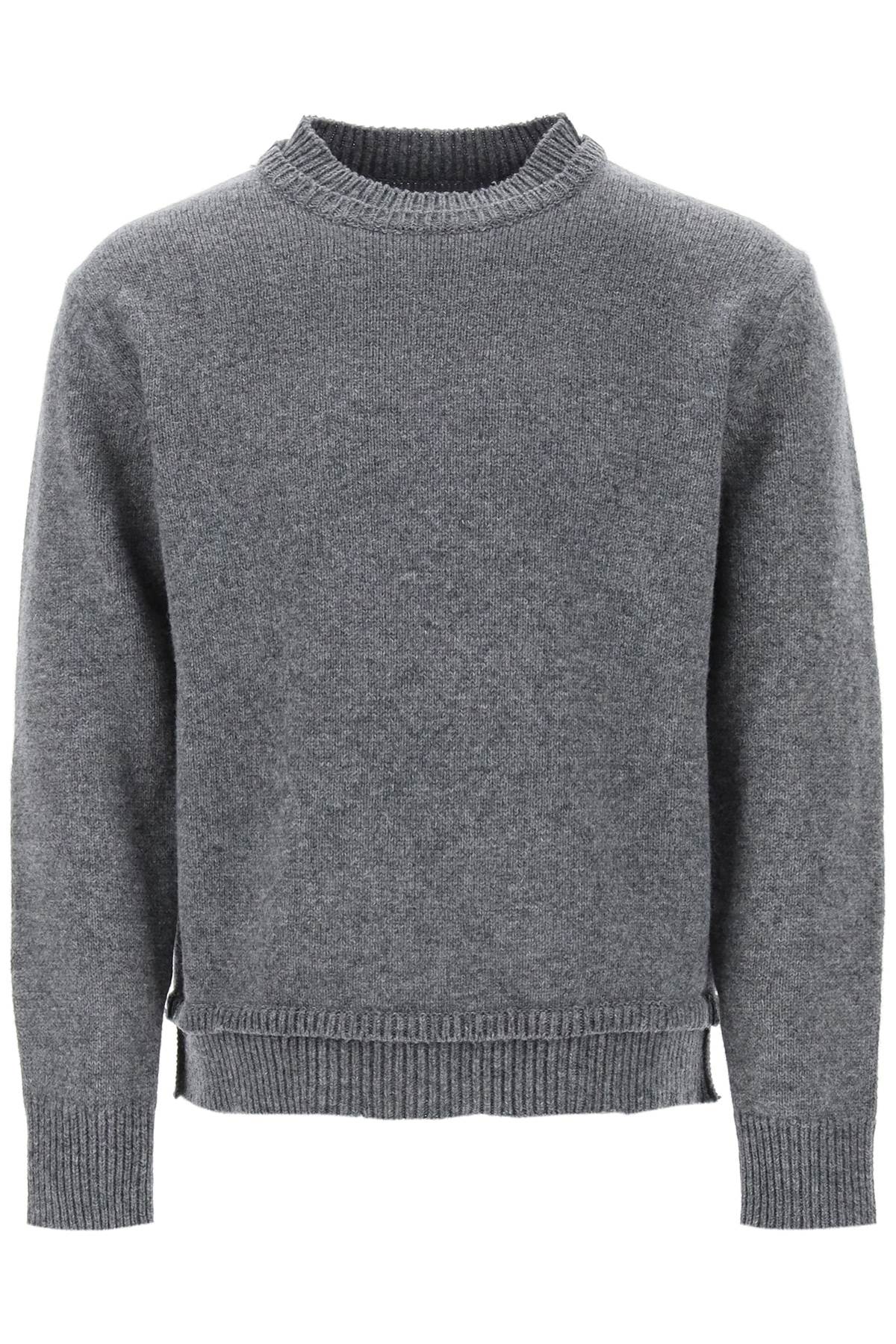 Maison margiela crew neck sweater with elbow patches