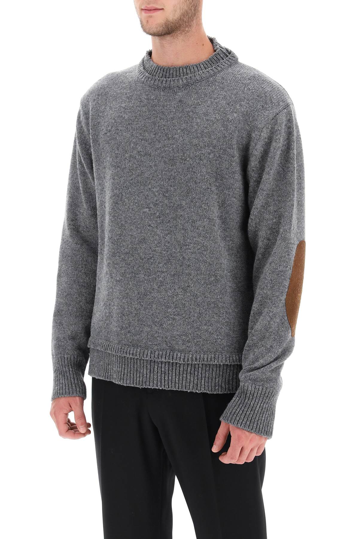 Maison margiela crew neck sweater with elbow patches