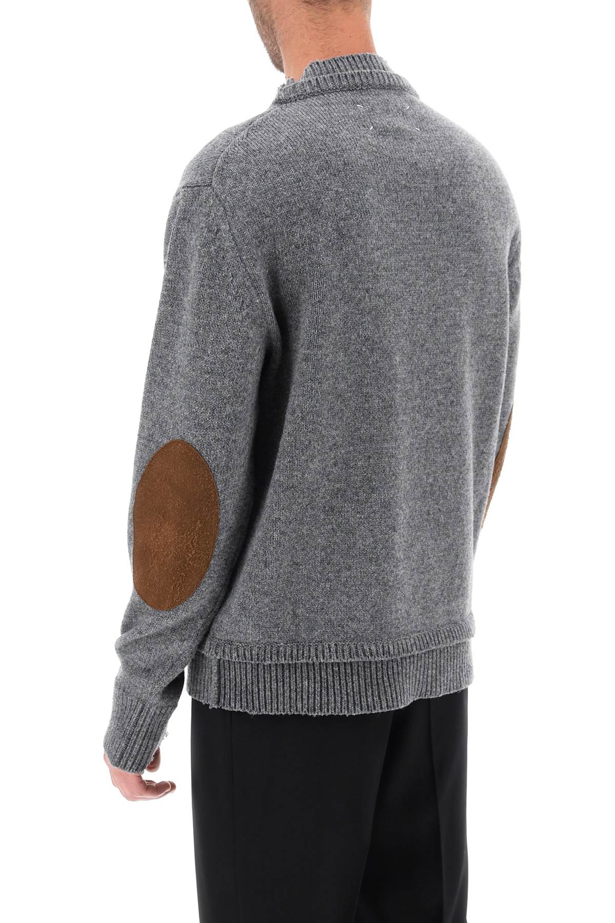 Maison margiela crew neck sweater with elbow patches