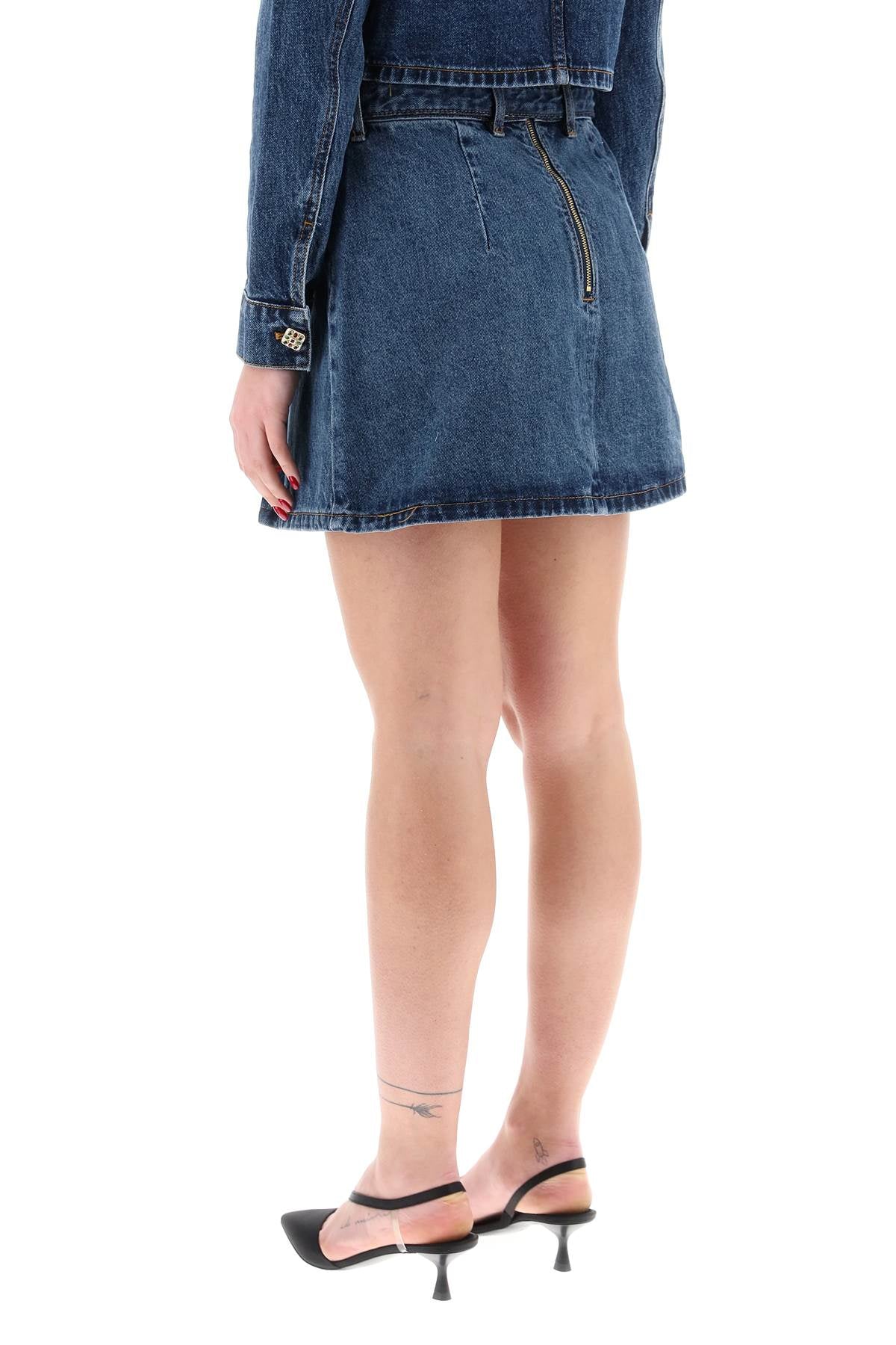 Self portrait mini denim skirt in seven words