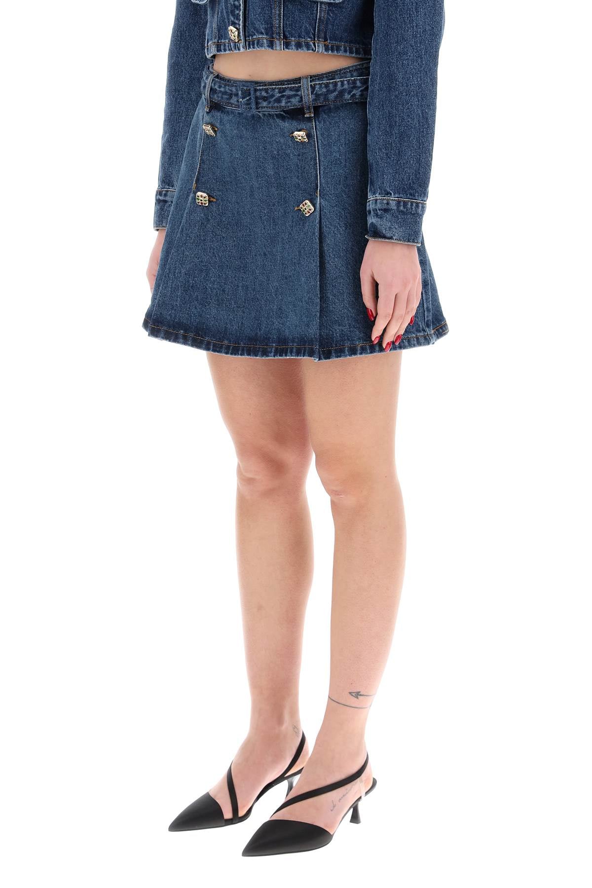 Self portrait mini denim skirt in seven words