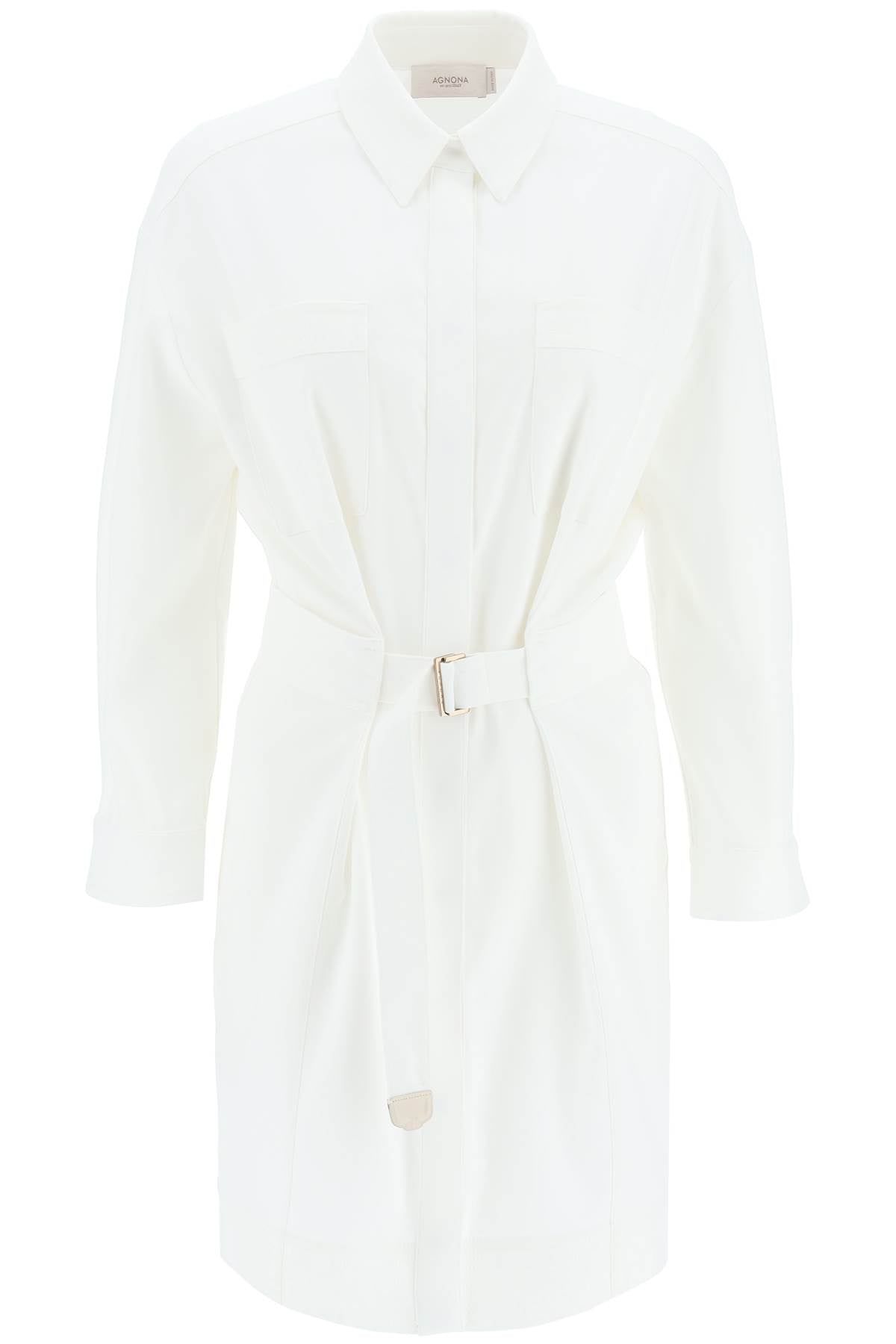 Agnona belted twill shirt dress