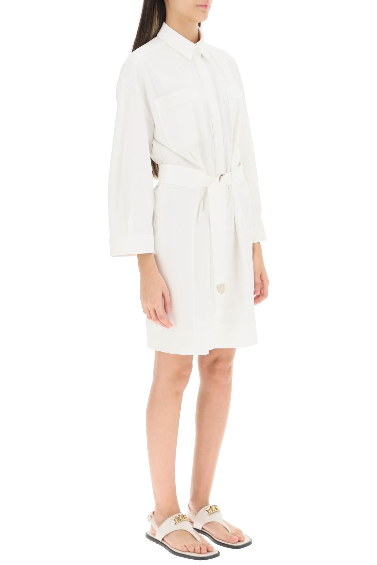 Agnona belted twill shirt dress