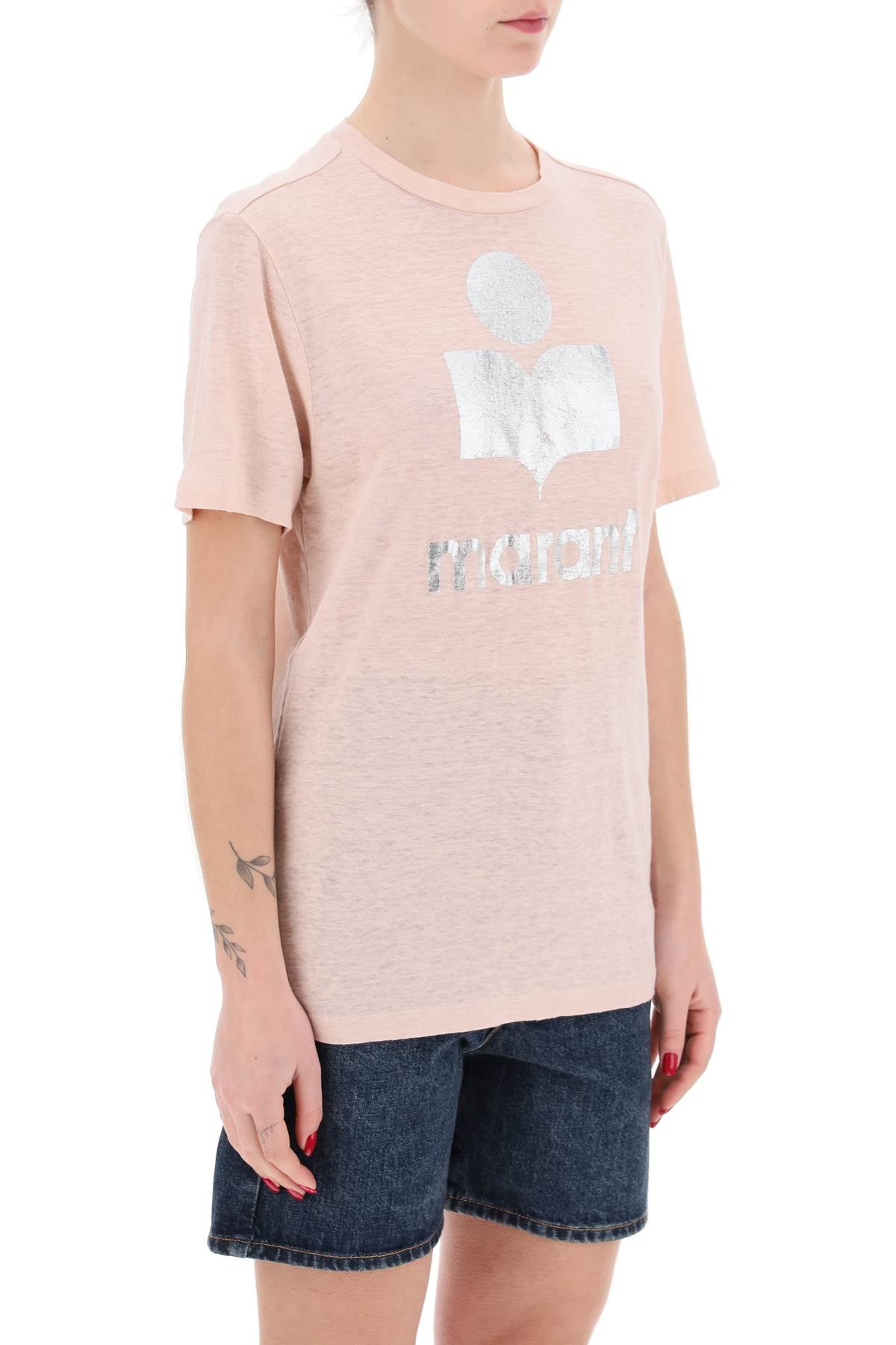 Isabel marant etoile zewel t-shirt with metallic logo print